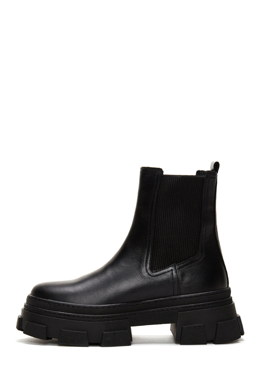 Women's Black Leather Thick Soled Chelsea Boots