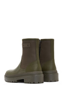Men's Khaki Leather Zippered Casual Boots | Derimod