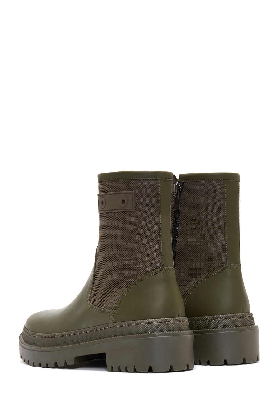 Men's Khaki Leather Zippered Casual Boots