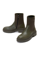 Men's Khaki Leather Zippered Casual Boots | Derimod