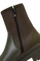 Men's Khaki Leather Zippered Casual Boots | Derimod