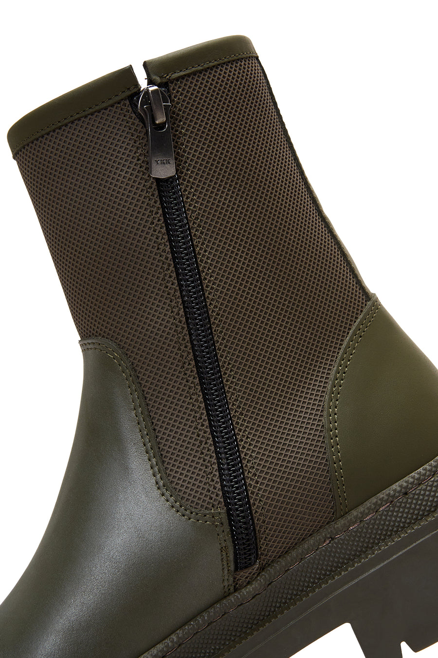 Men's Khaki Leather Zippered Casual Boots