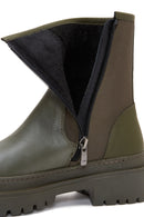 Men's Khaki Leather Zippered Casual Boots | Derimod
