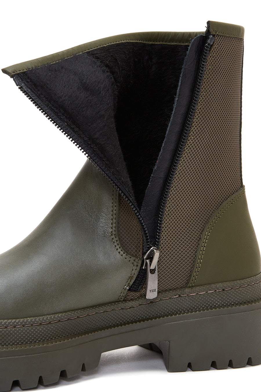 Men's Khaki Leather Zippered Casual Boots