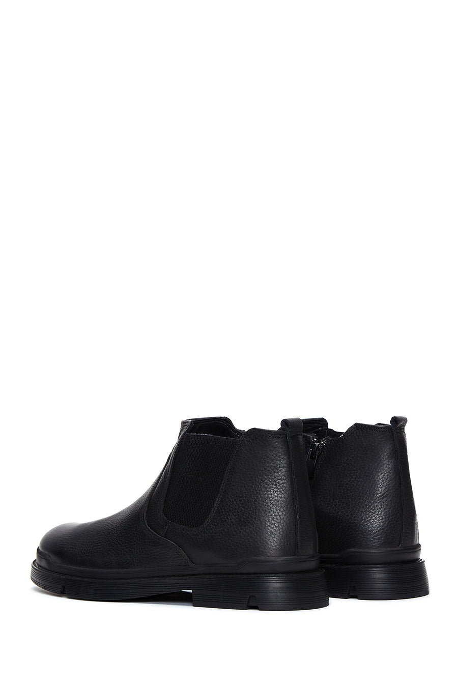 Men's Black Leather Zippered Classic Boots