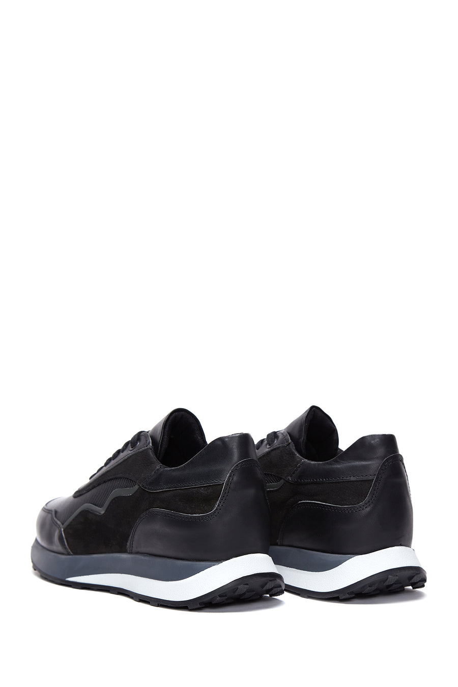 Erkek Siyah Deri Detaylı Sneaker