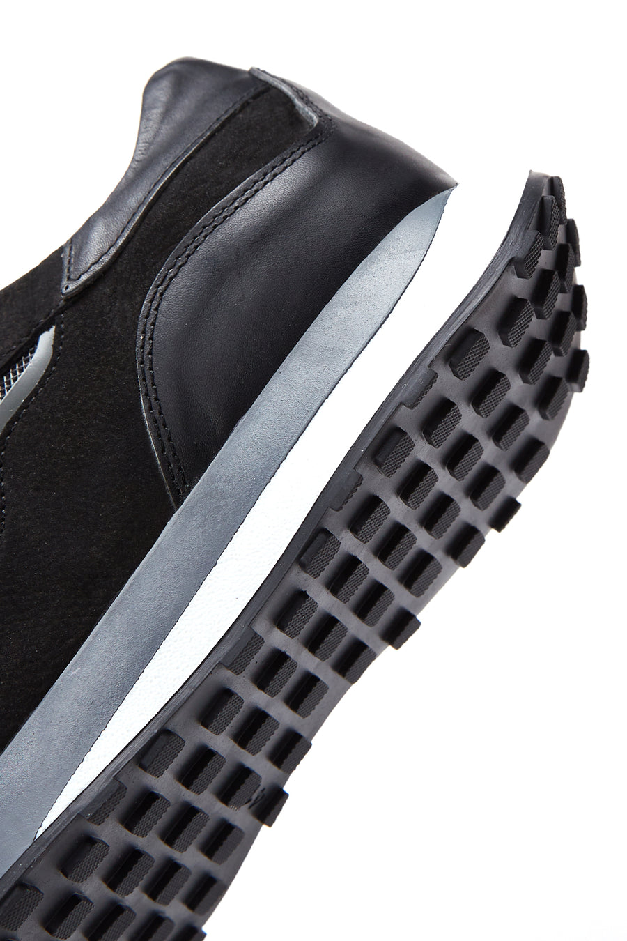 Erkek Siyah Deri Detaylı Sneaker