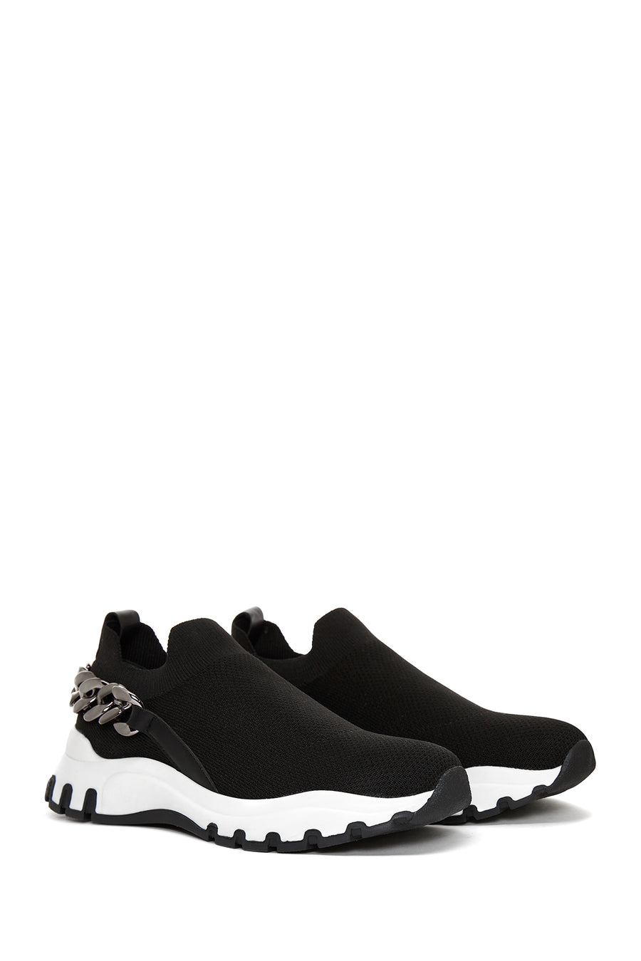 Kadın Siyah Kalın Tabanlı Zincirli Sneaker
