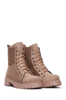 Women's Beige Suede Leather Boots | Derimod
