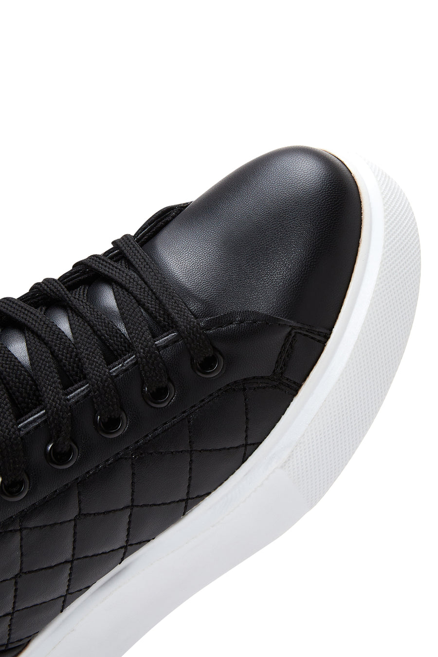 Women's Black Thick Soled Quilted Sneaker
