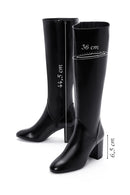 Women's Black Zipper Heeled Classic Boots | Derimod