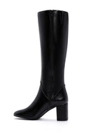 Women's Black Zipper Heeled Classic Boots | Derimod
