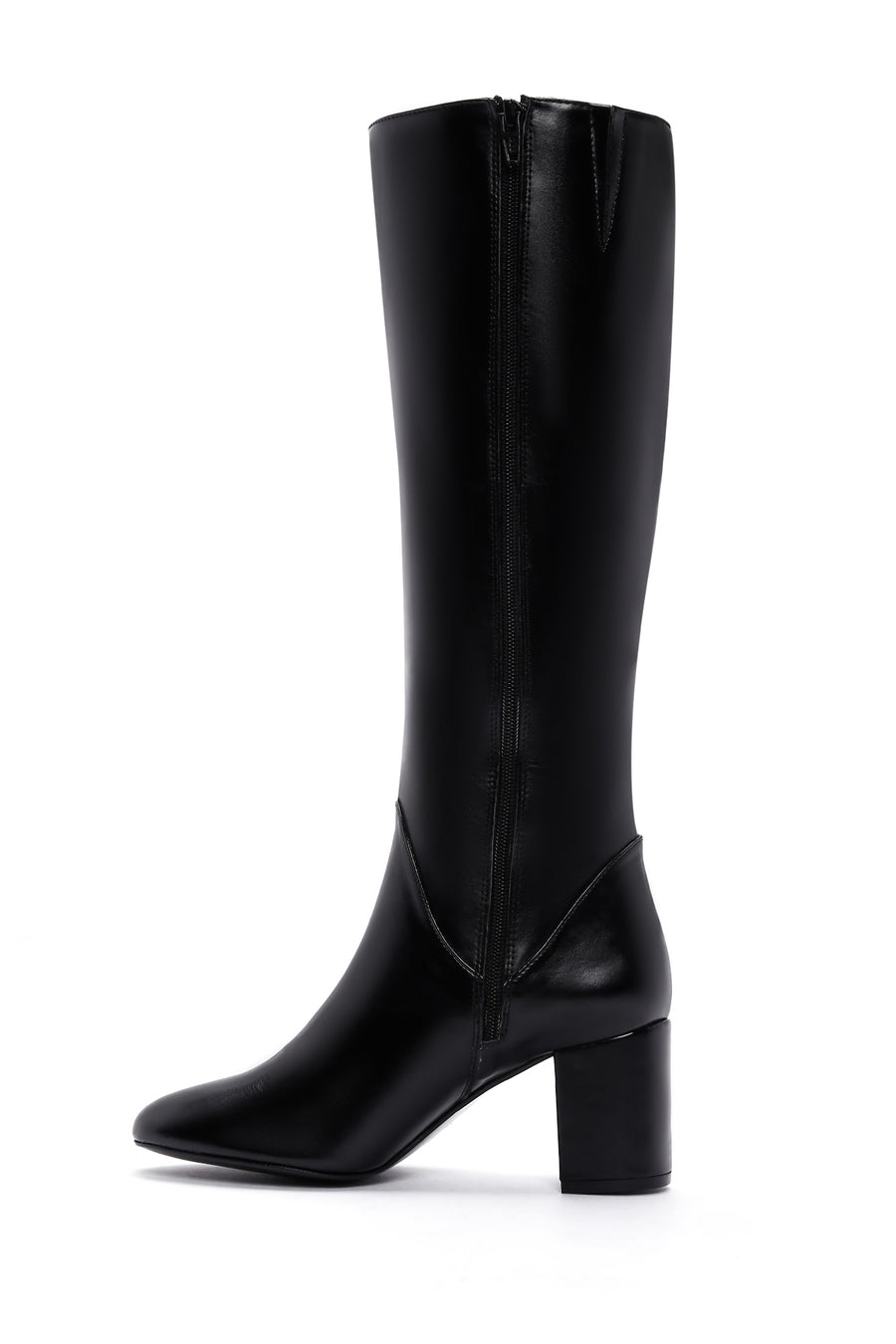 Women's Black Zipper Heeled Classic Boots