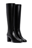 Women's Black Zipper Heeled Classic Boots | Derimod