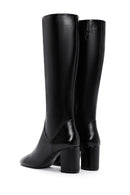 Women's Black Zipper Heeled Classic Boots | Derimod