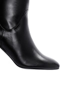 Women's Black Zipper Heeled Classic Boots | Derimod