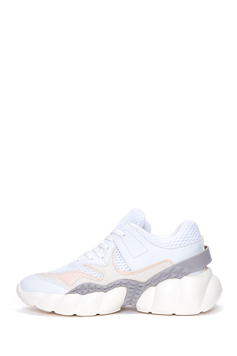 Kadın Pembe Beyaz Kalın Tabanlı Sneaker