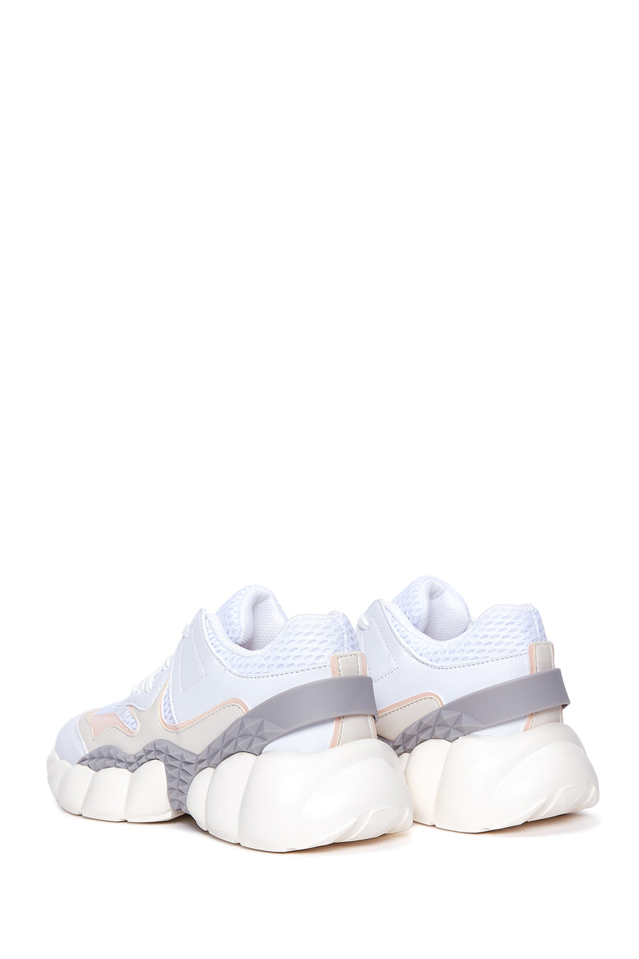 Kadın Pembe Beyaz Kalın Tabanlı Sneaker