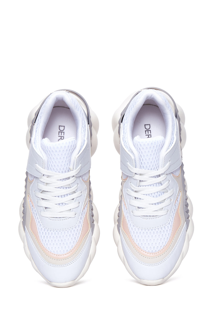 Kadın Pembe Beyaz Kalın Tabanlı Sneaker