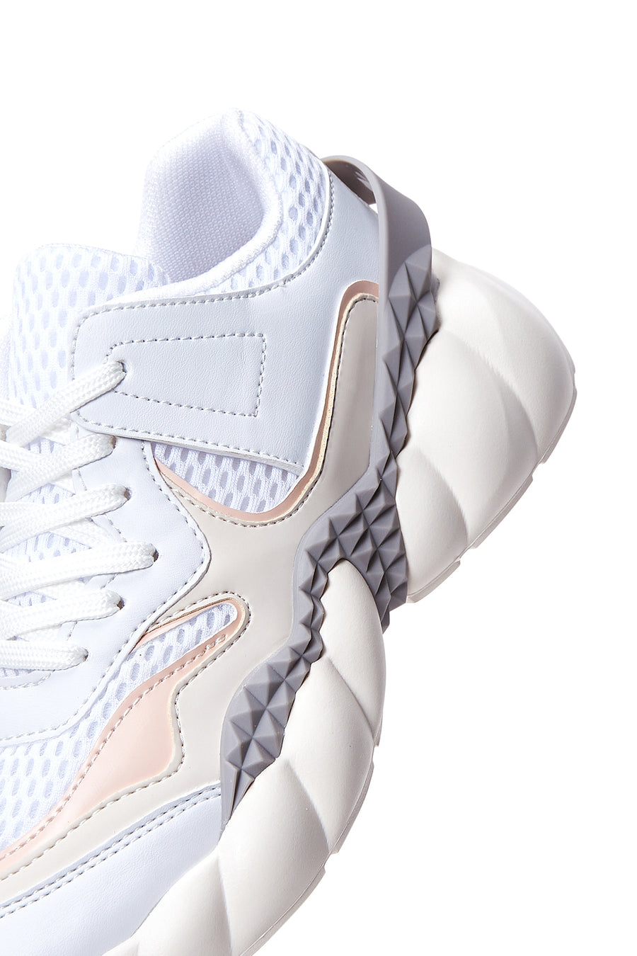 Kadın Pembe Beyaz Kalın Tabanlı Sneaker