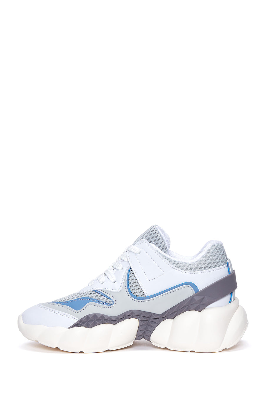 Women's Blue White Thick Soled Sneaker