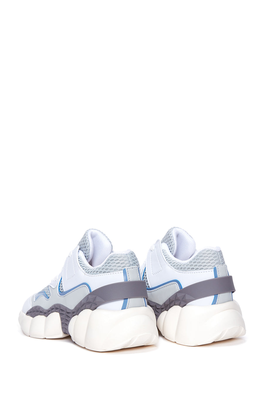 Women's Blue White Thick Soled Sneaker