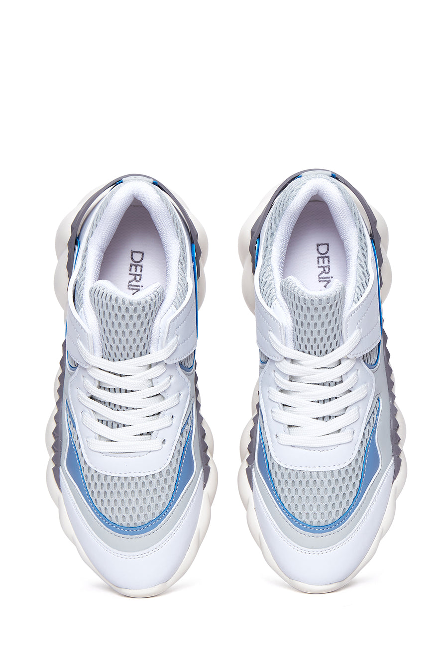 Women's Blue White Thick Soled Sneaker