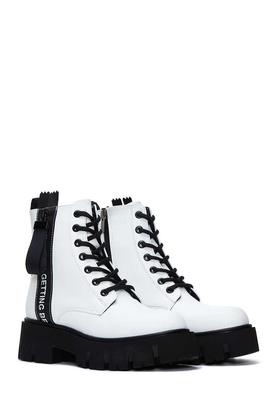 Women's White Zippered Boots