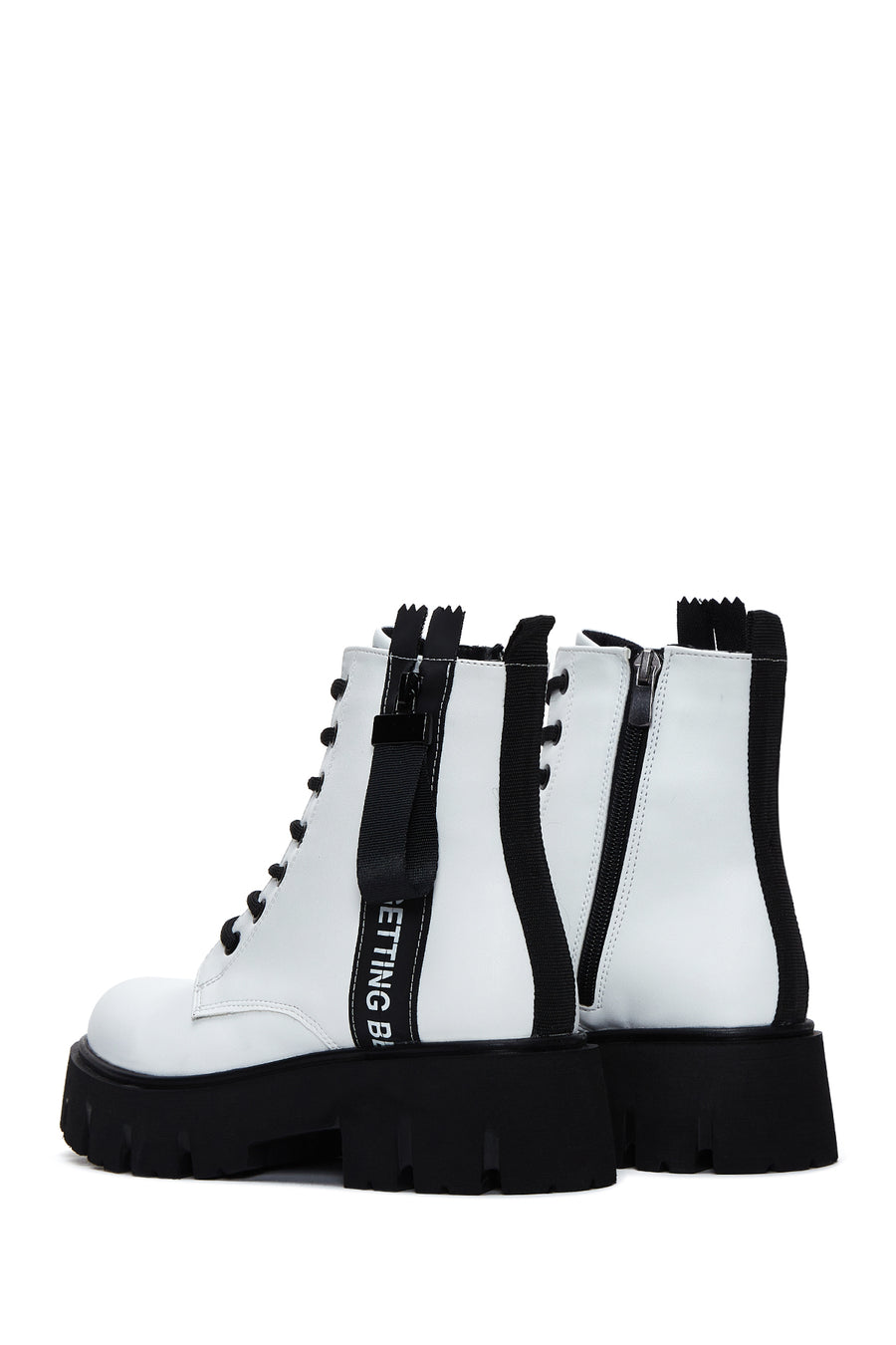 Women's White Zippered Boots
