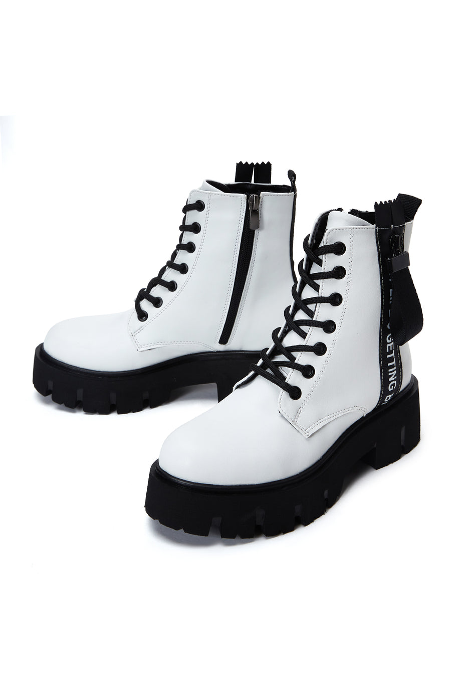Women's White Zippered Boots