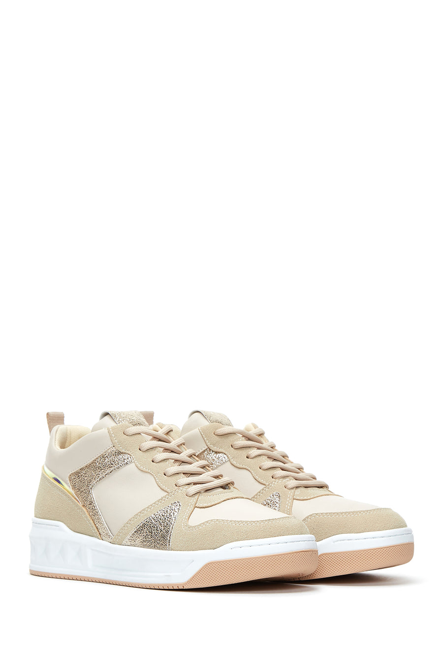 Women's Beige Lace-up Sneaker