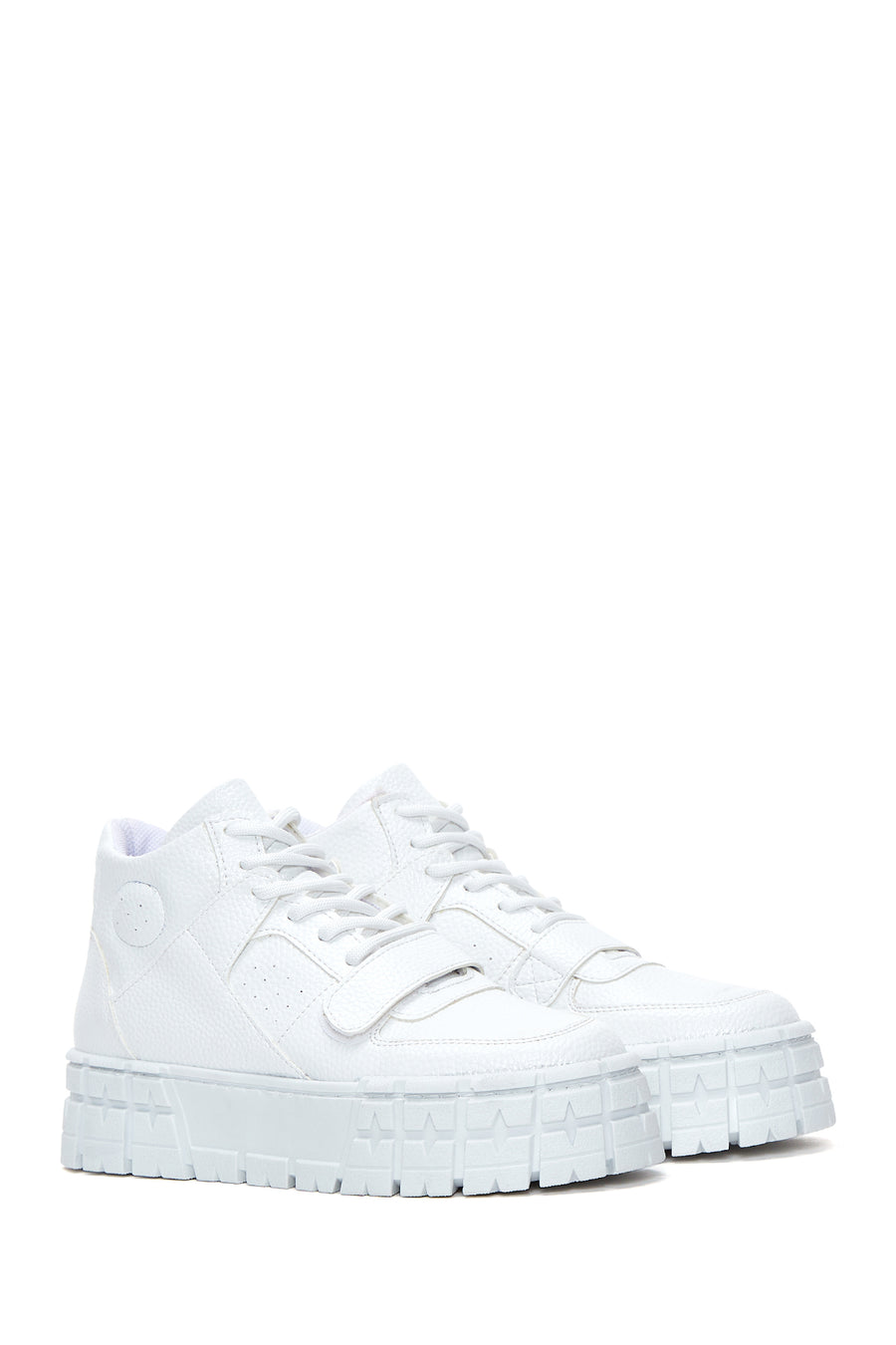 Women's White Thick Sole High Top Sneaker
