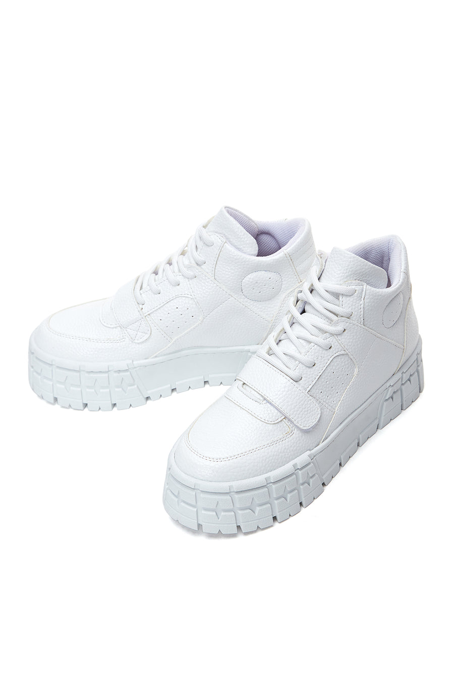 Women's White Thick Sole High Top Sneaker