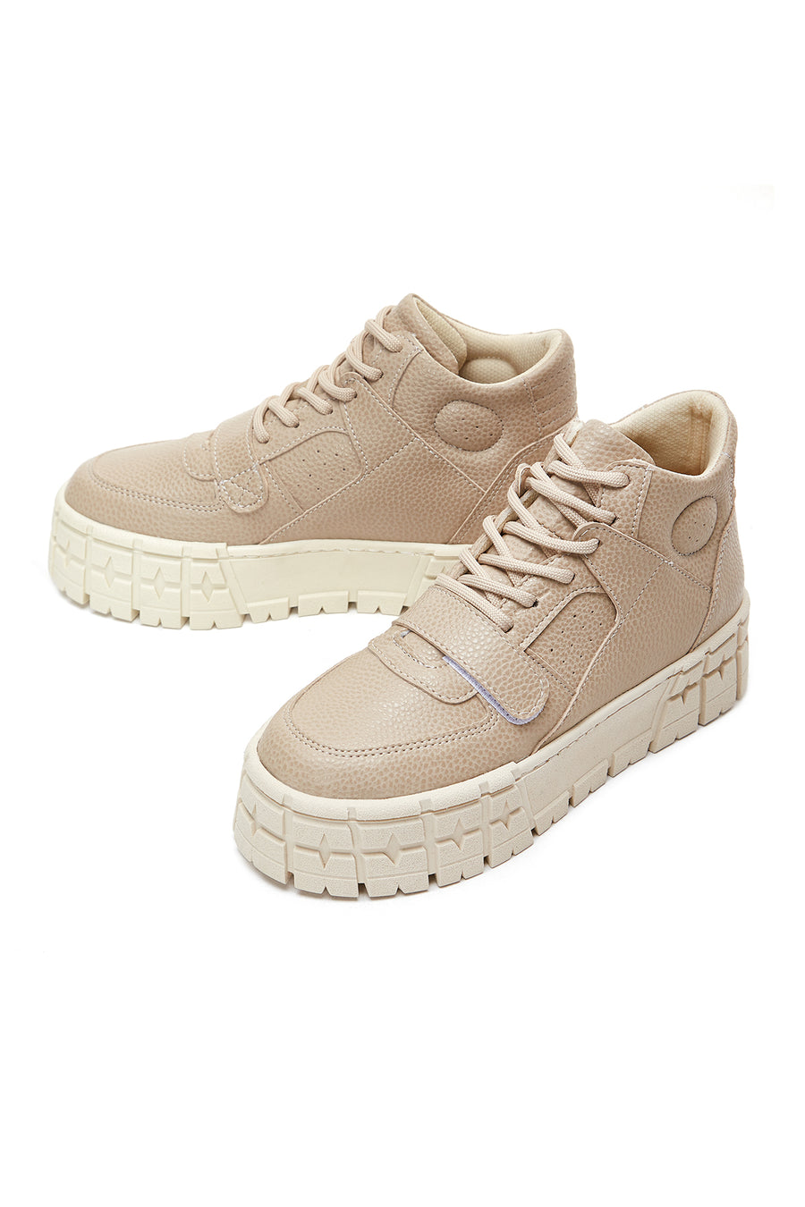 Kadın Bej Kalın Tabanlı Bilekli Sneaker