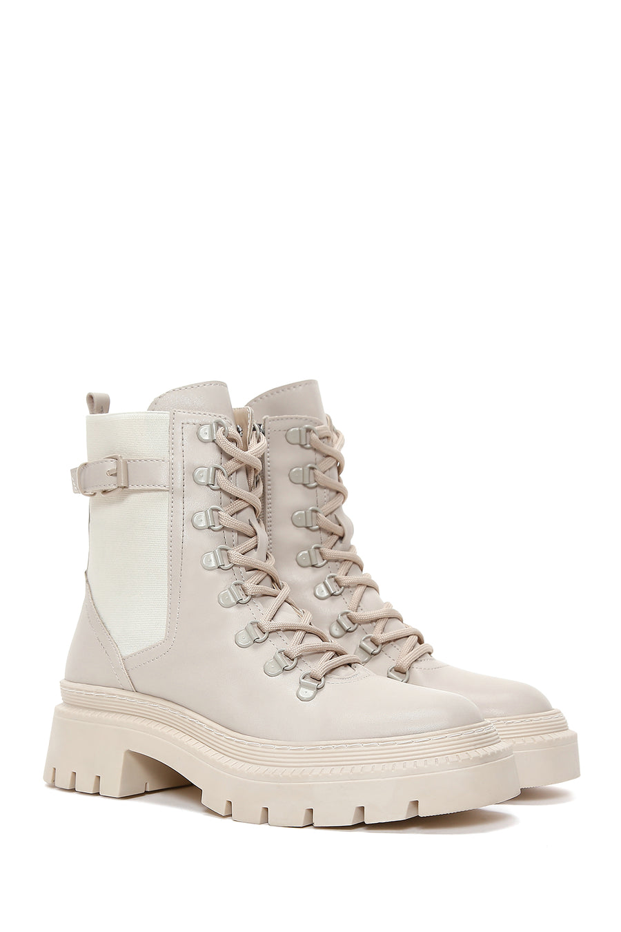 Women's Beige Zippered Boots