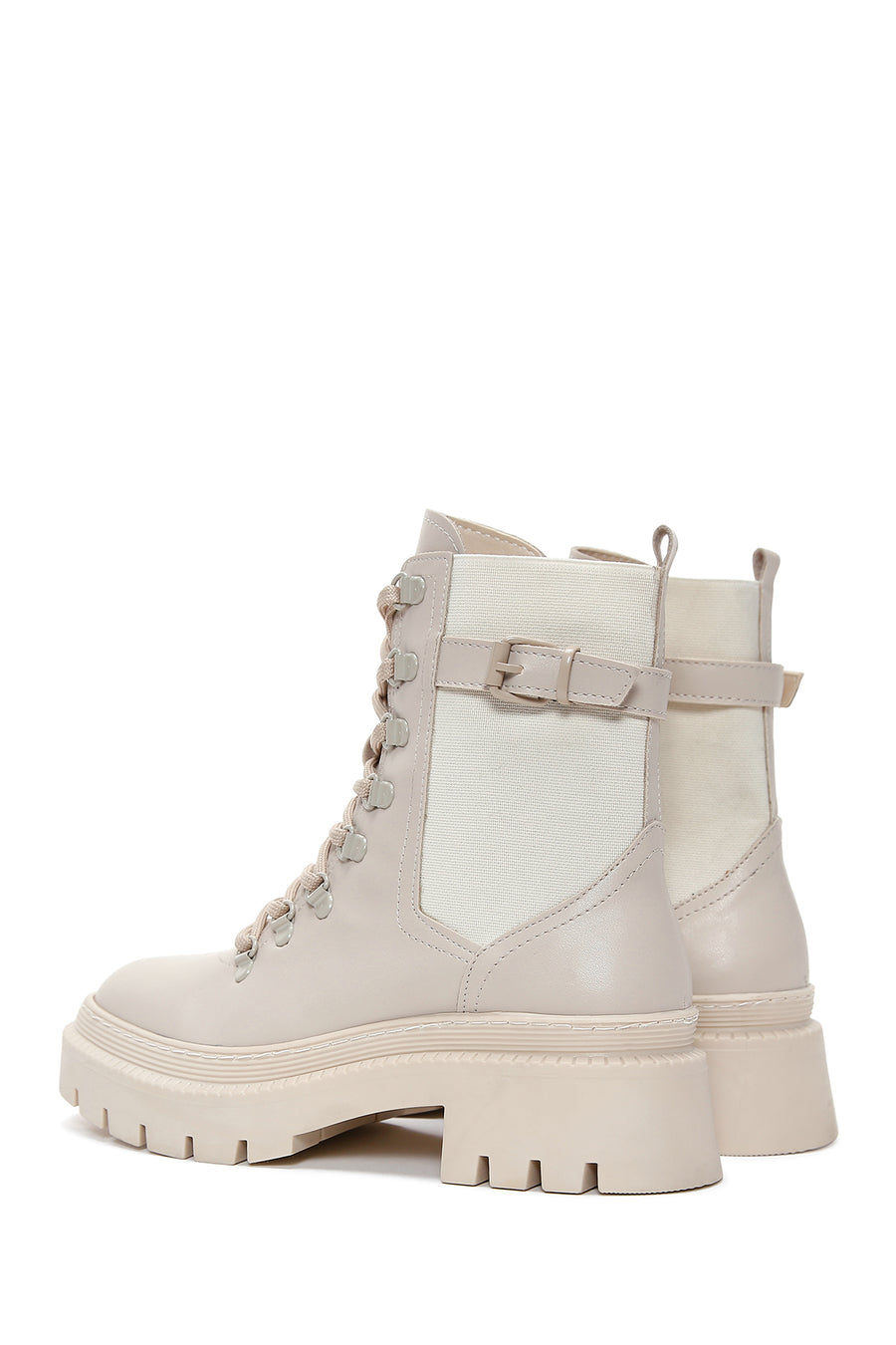 Women's Beige Zippered Boots