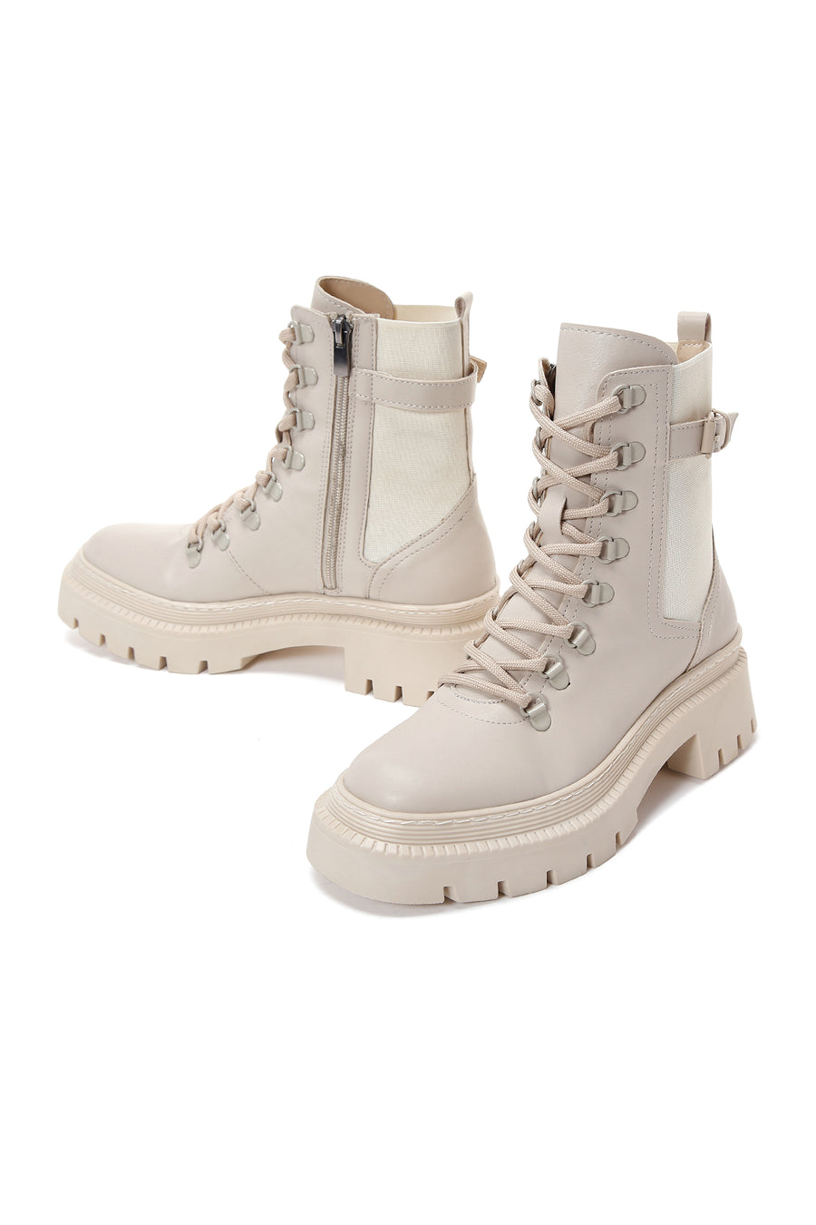 Women's Beige Zippered Boots