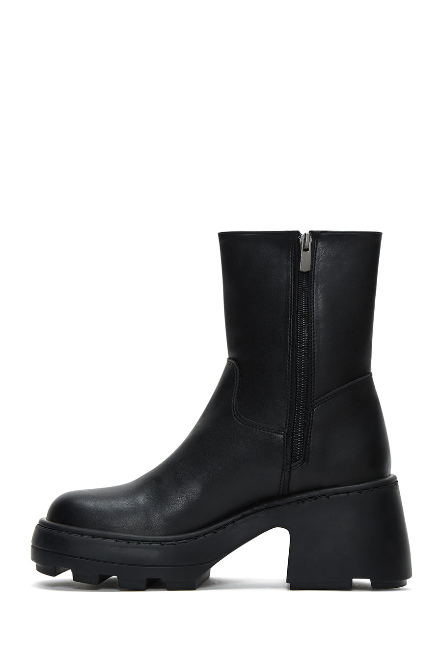 Women's Black Thick Soled Zippered Boots