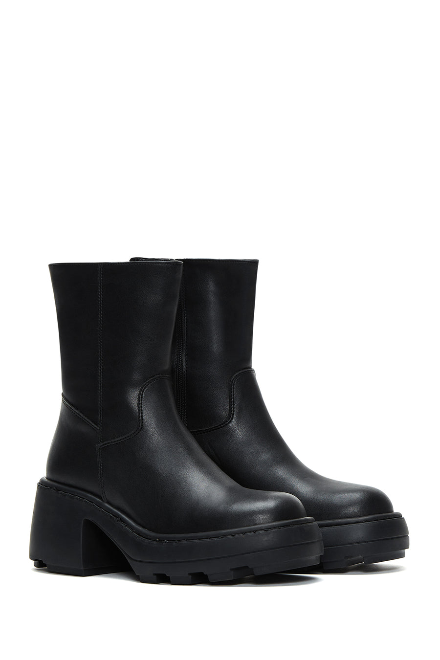Women's Black Thick Soled Zippered Boots