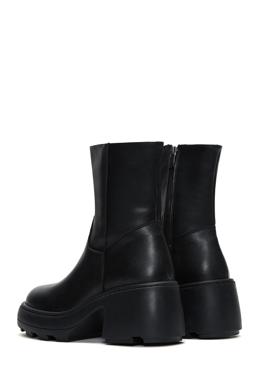Women's Black Thick Soled Zippered Boots