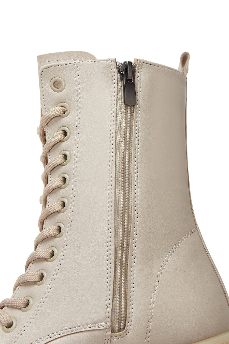 Women's Beige Zippered Heeled Boots
