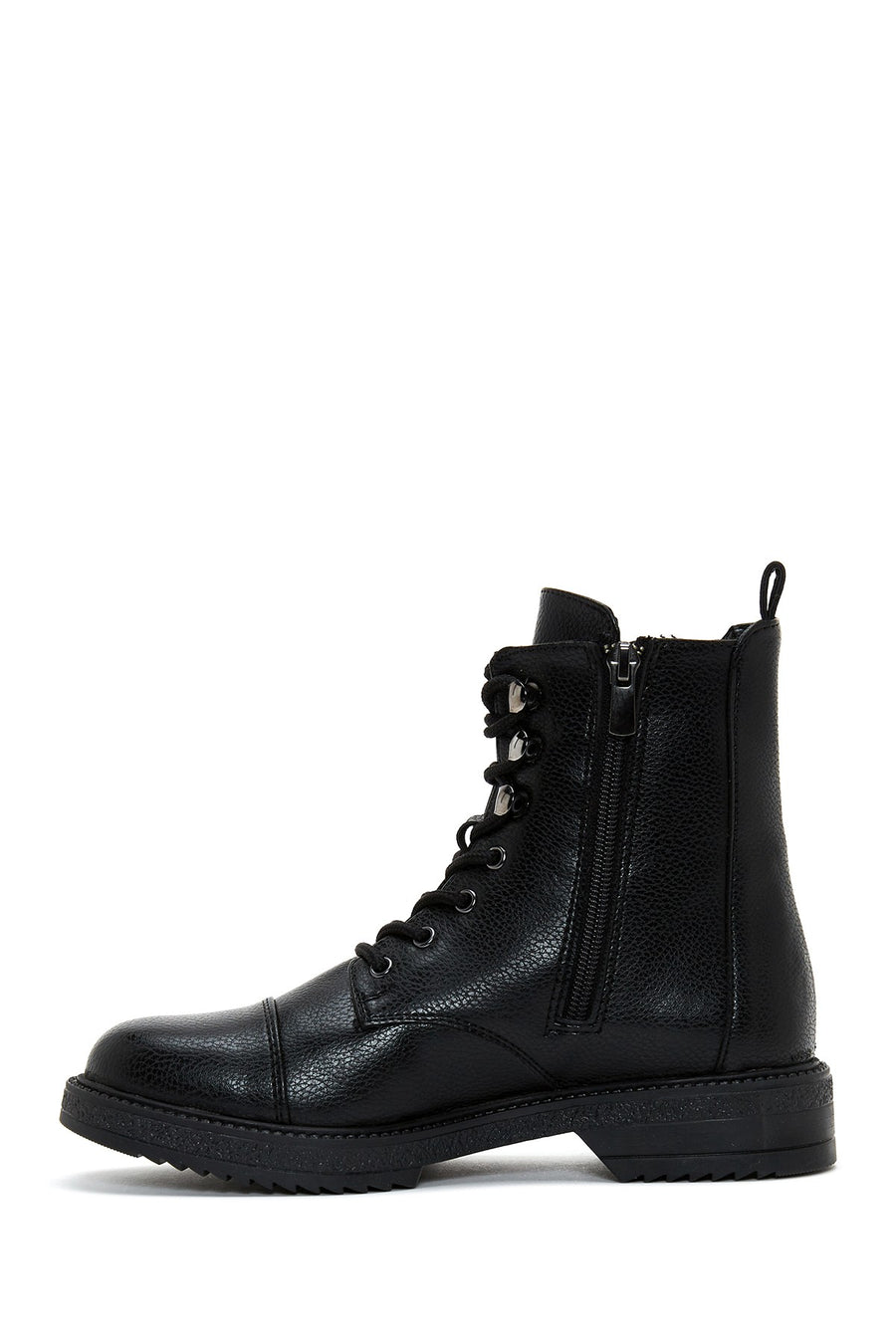 Women's Black Zippered Flat Boots