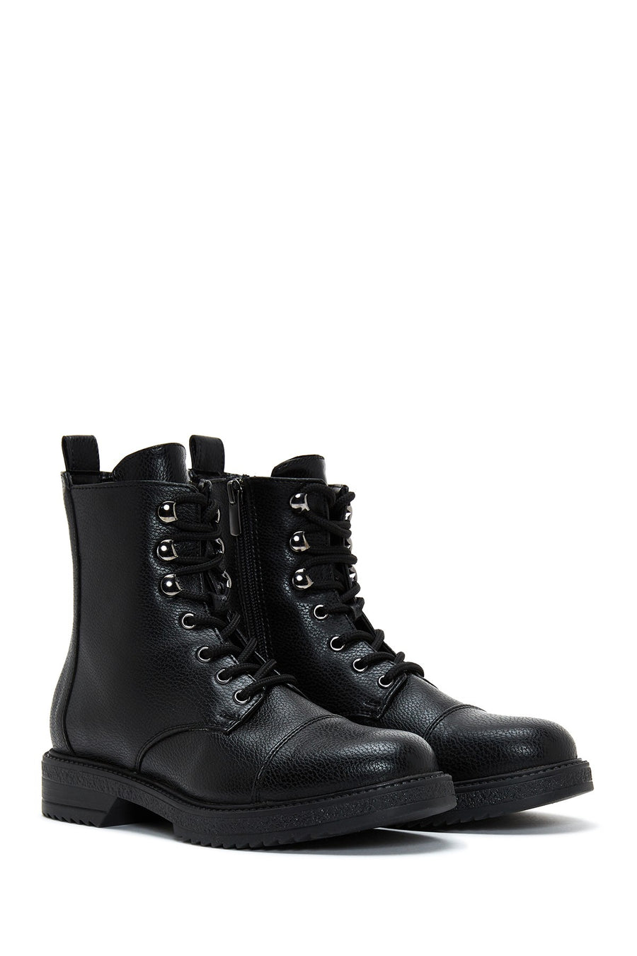 Women's Black Zippered Flat Boots
