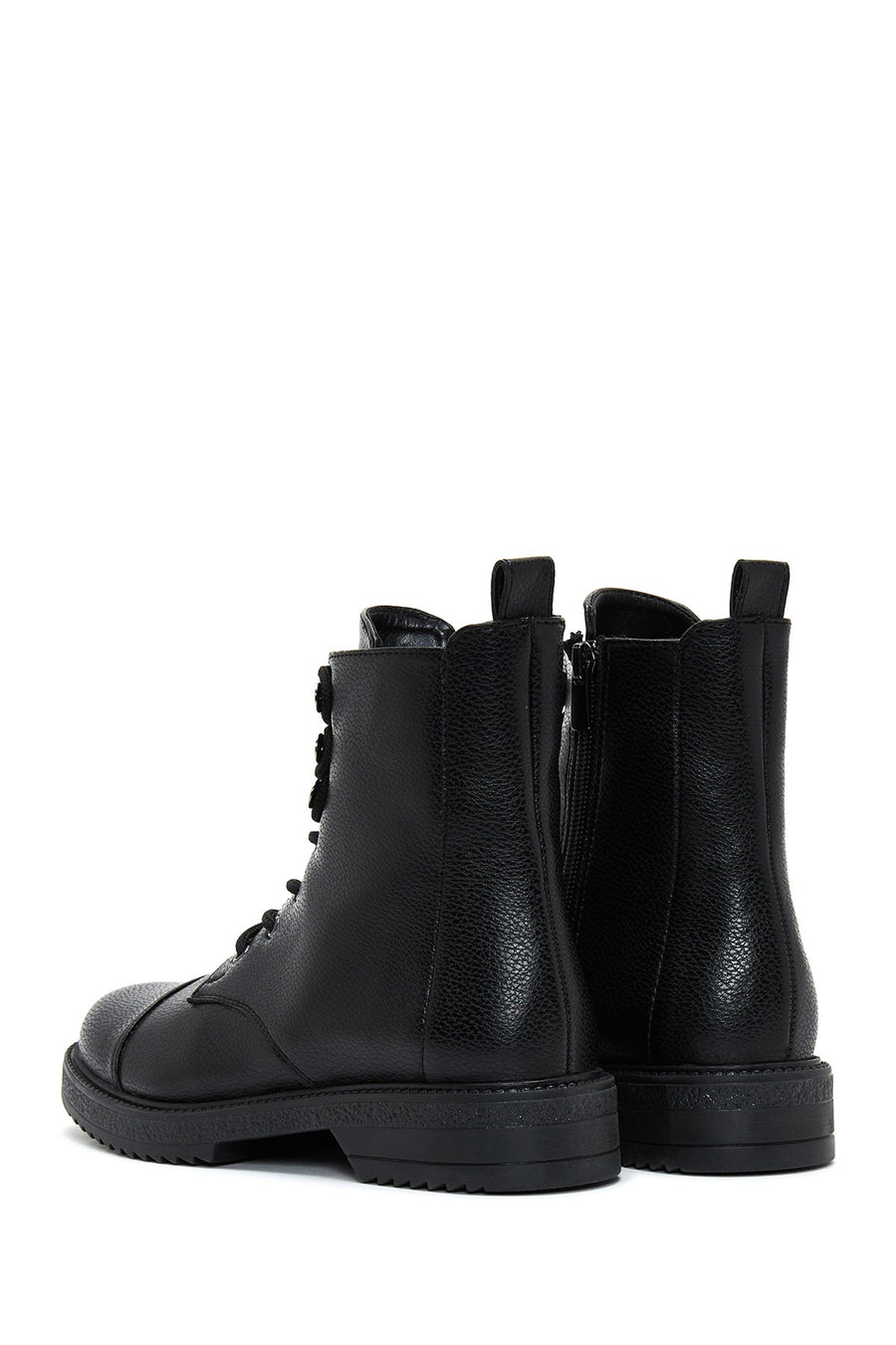 Women's Black Zippered Flat Boots