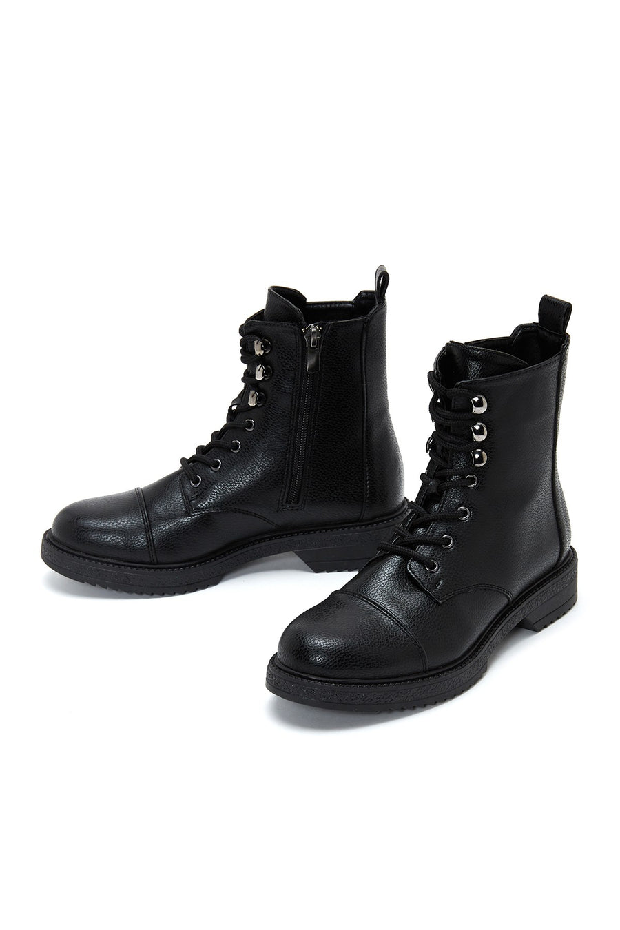 Women's Black Zippered Flat Boots