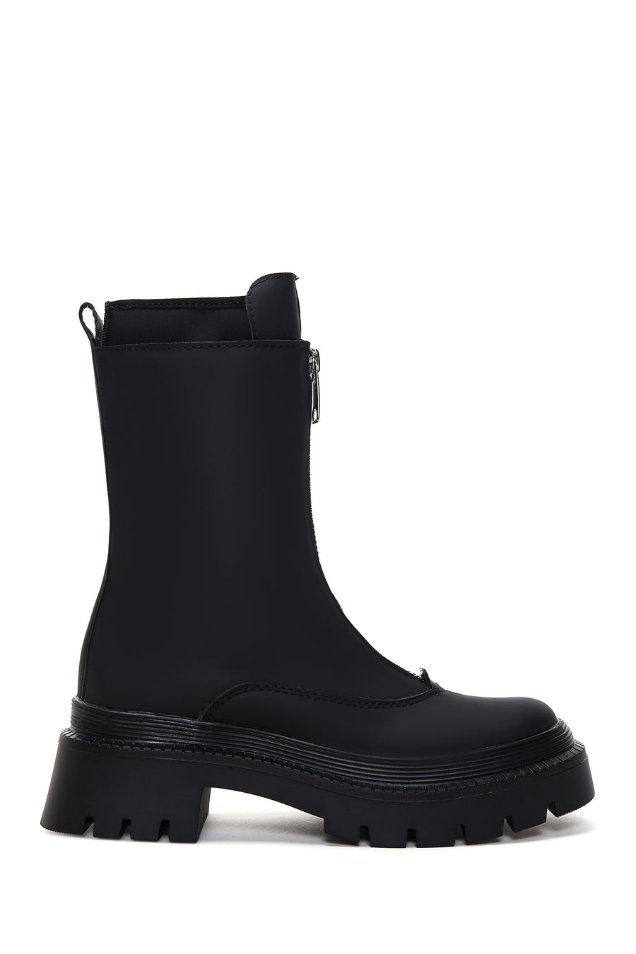 Women's Black Zippered Flat Boots 22WFE2534MT | Derimod