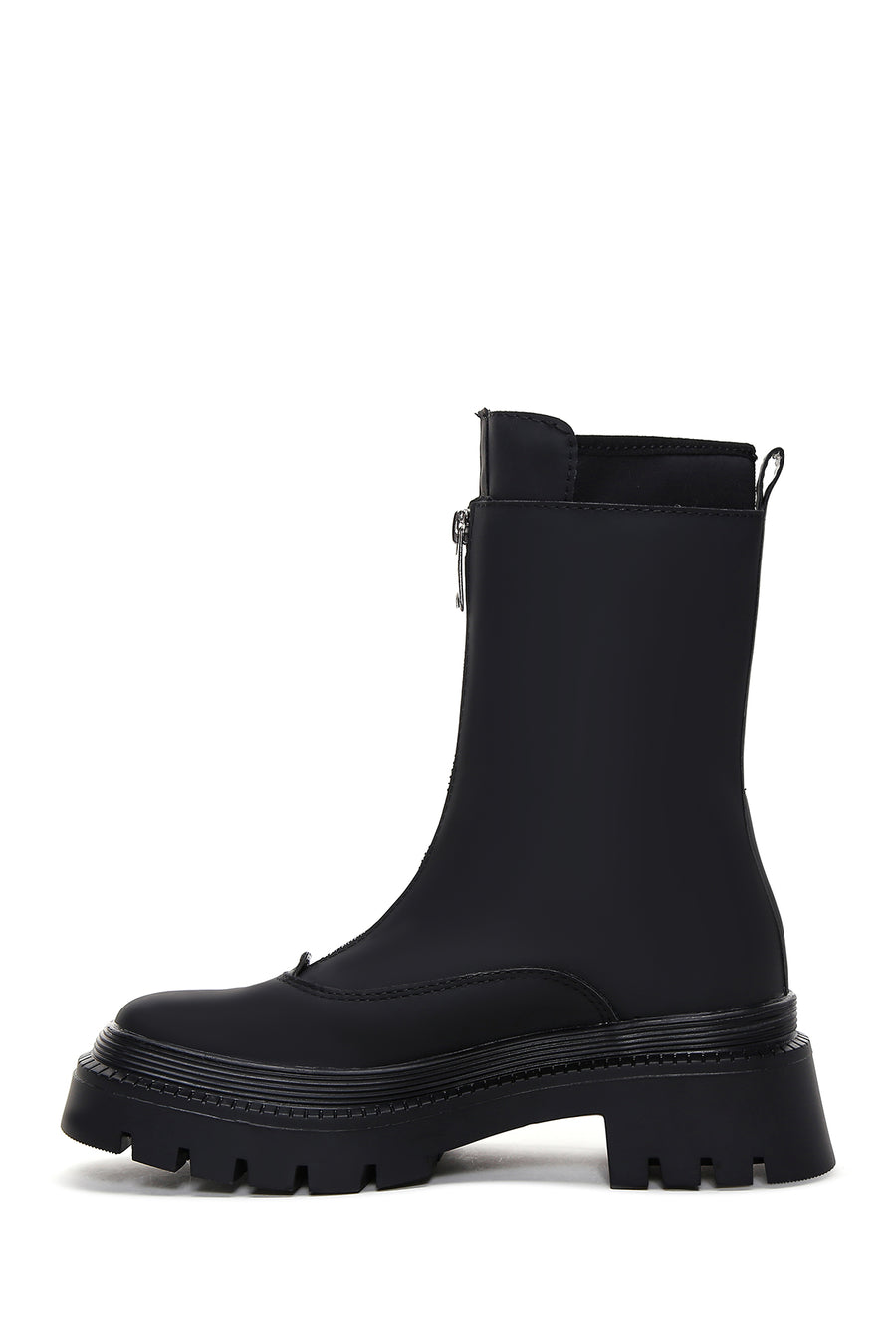 Women's Black Zippered Flat Boots