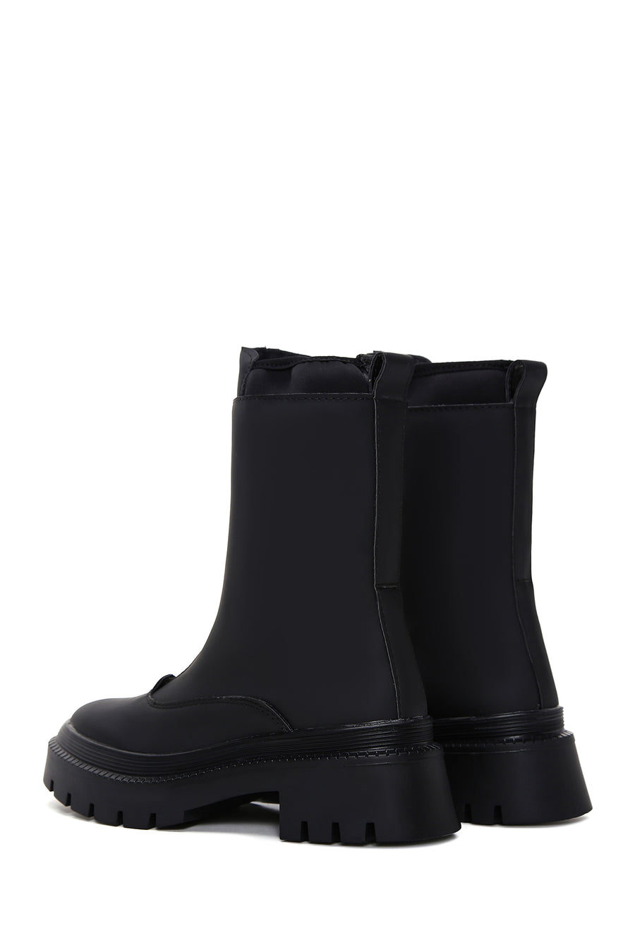 Women's Black Zippered Flat Boots