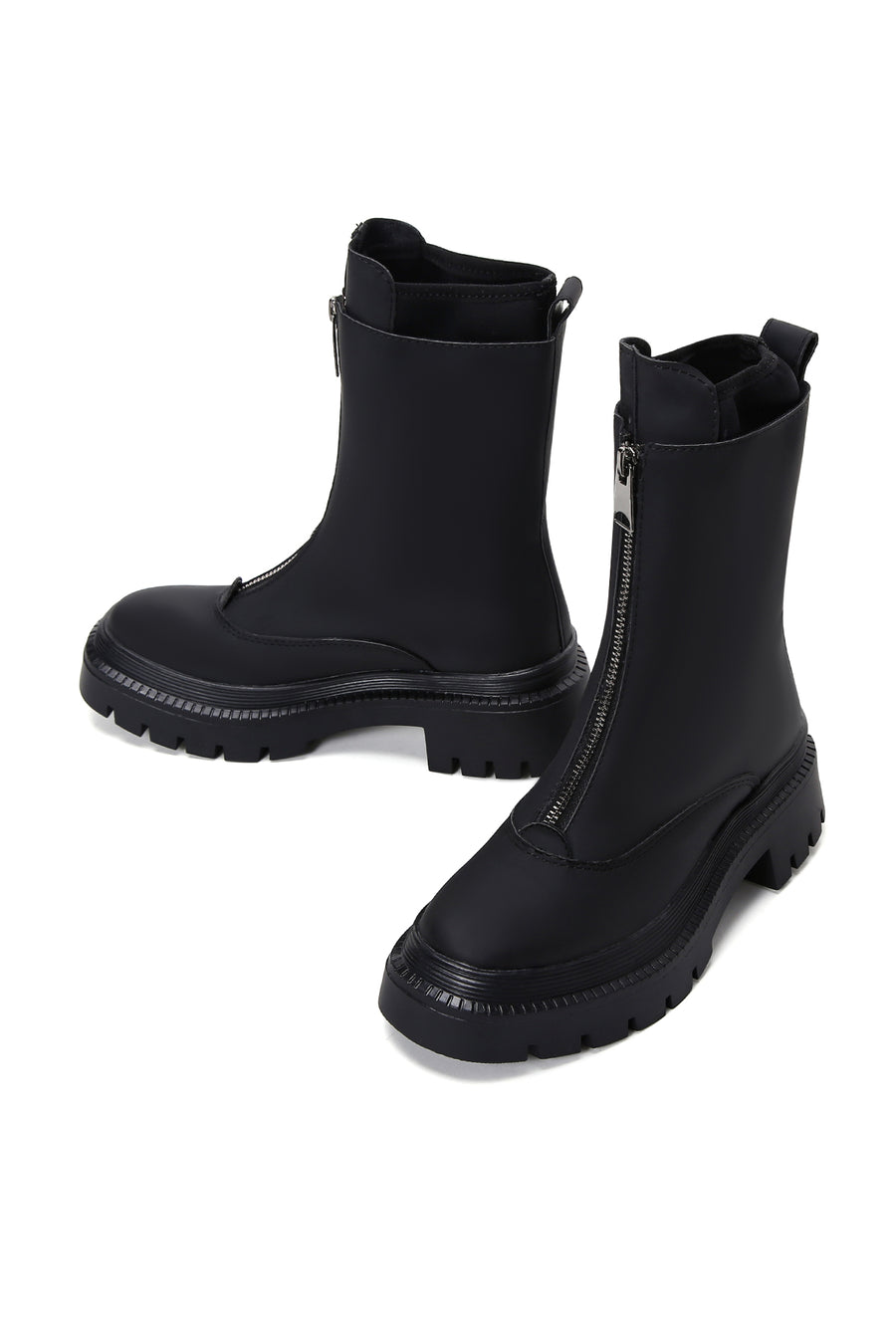 Women's Black Zippered Flat Boots