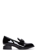 Women's Black Patent Leather Short Heeled Masculine Shoes | Derimod
